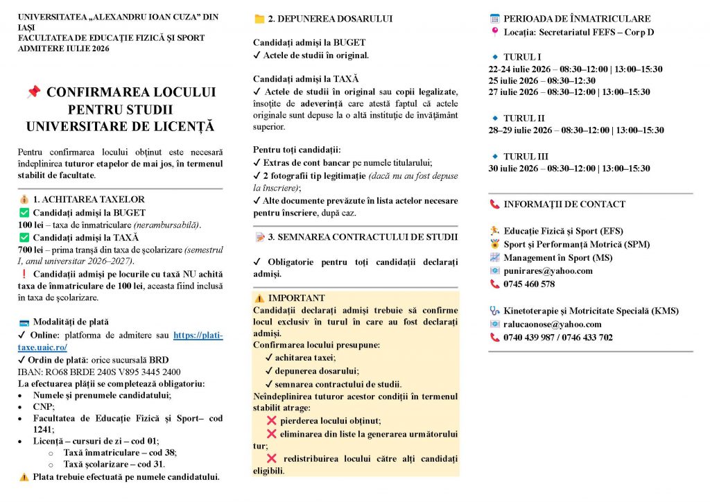 📌 LICENTA-Confirmarea locului presupune următoarele etape